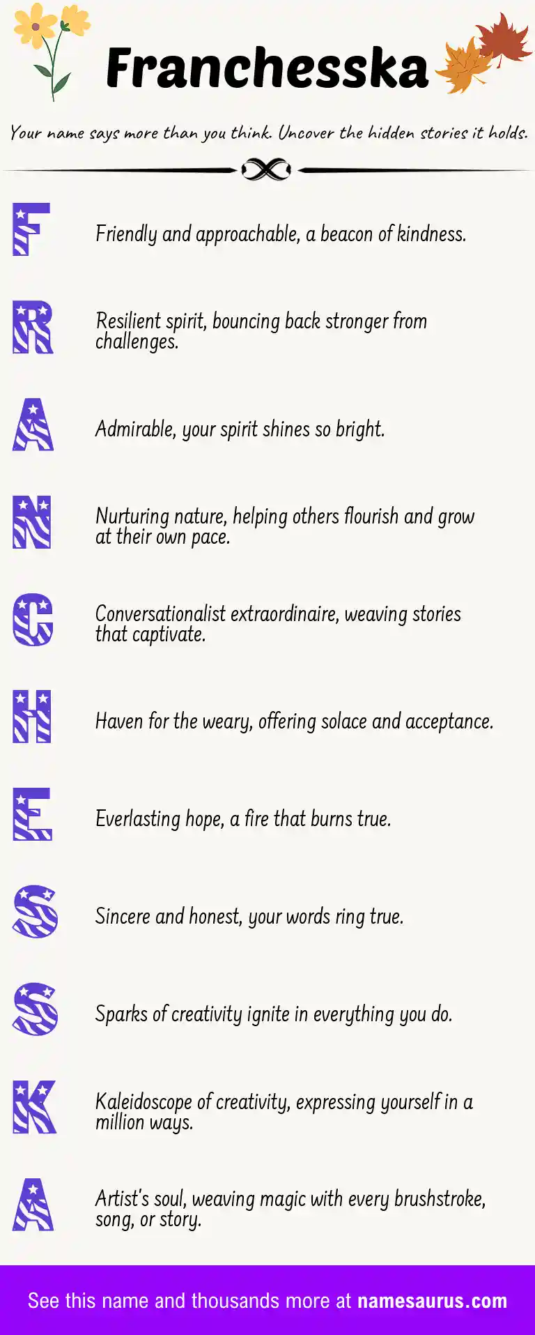 Acrostic poem about Franchesska.