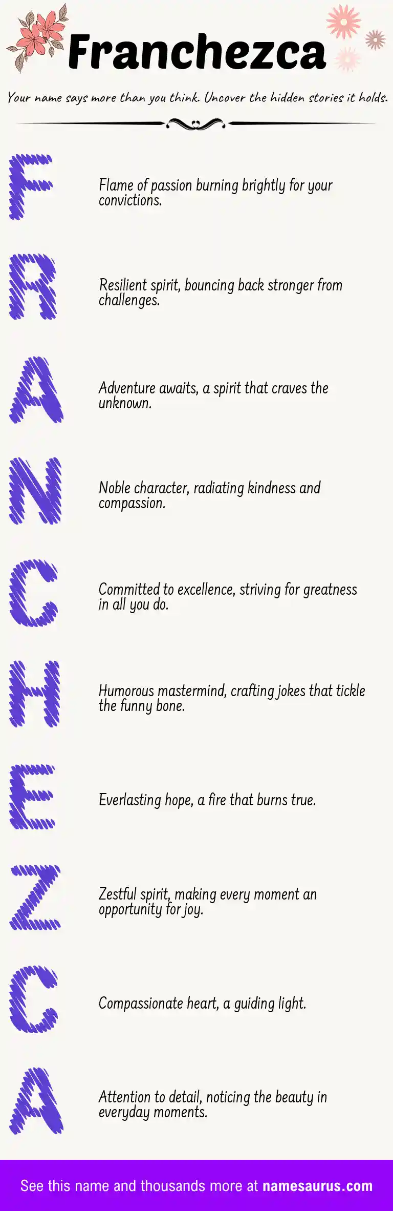 Acrostic poem about Franchezca.