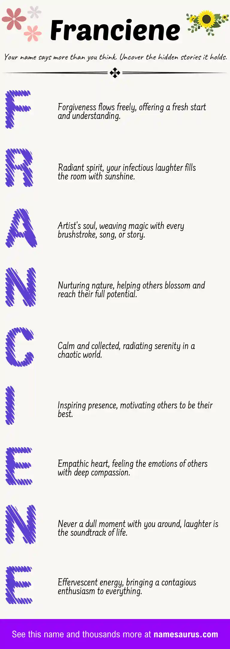 Acrostic poem about Franciene.