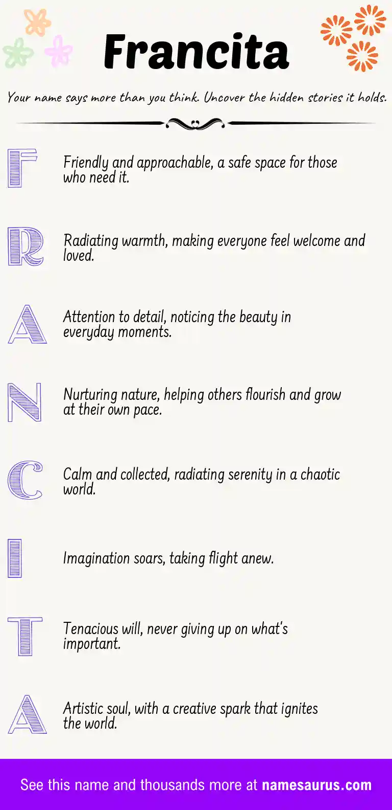 Acrostic poem about Francita.
