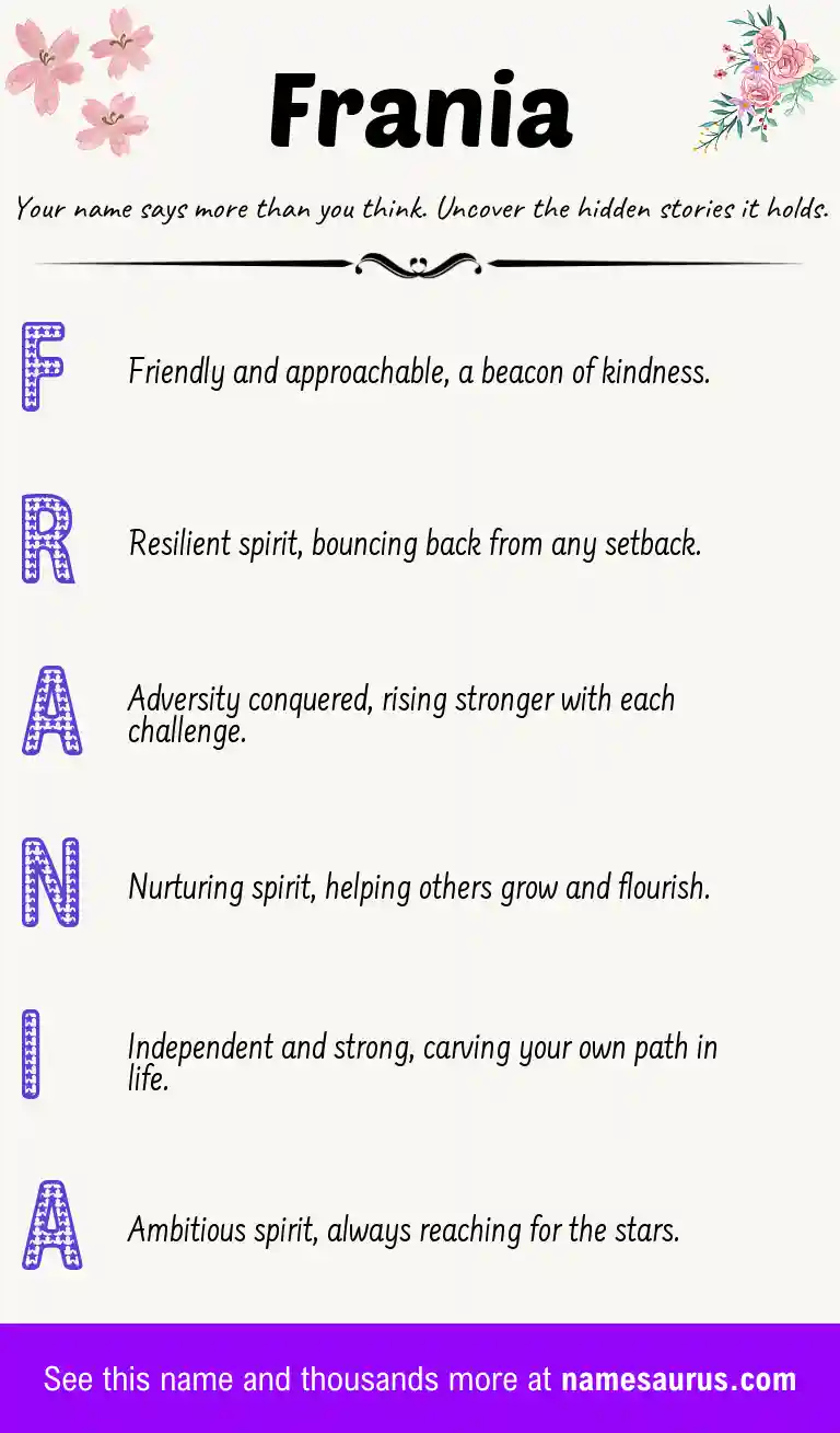 Acrostic poem about Frania.