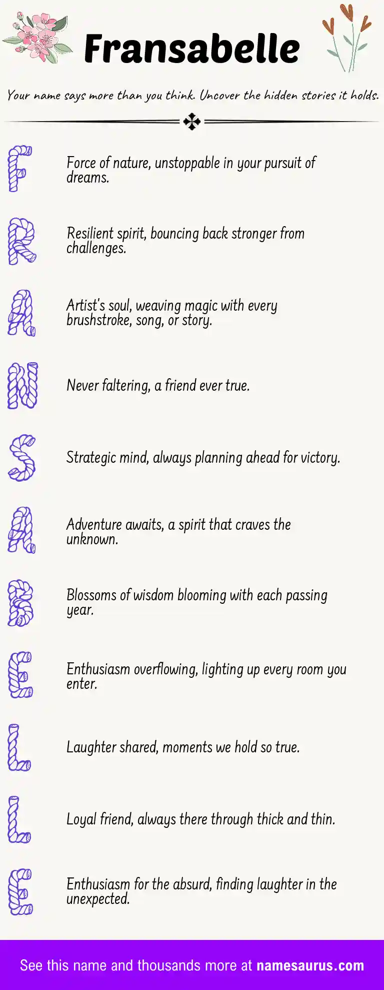 Acrostic poem about Fransabelle.