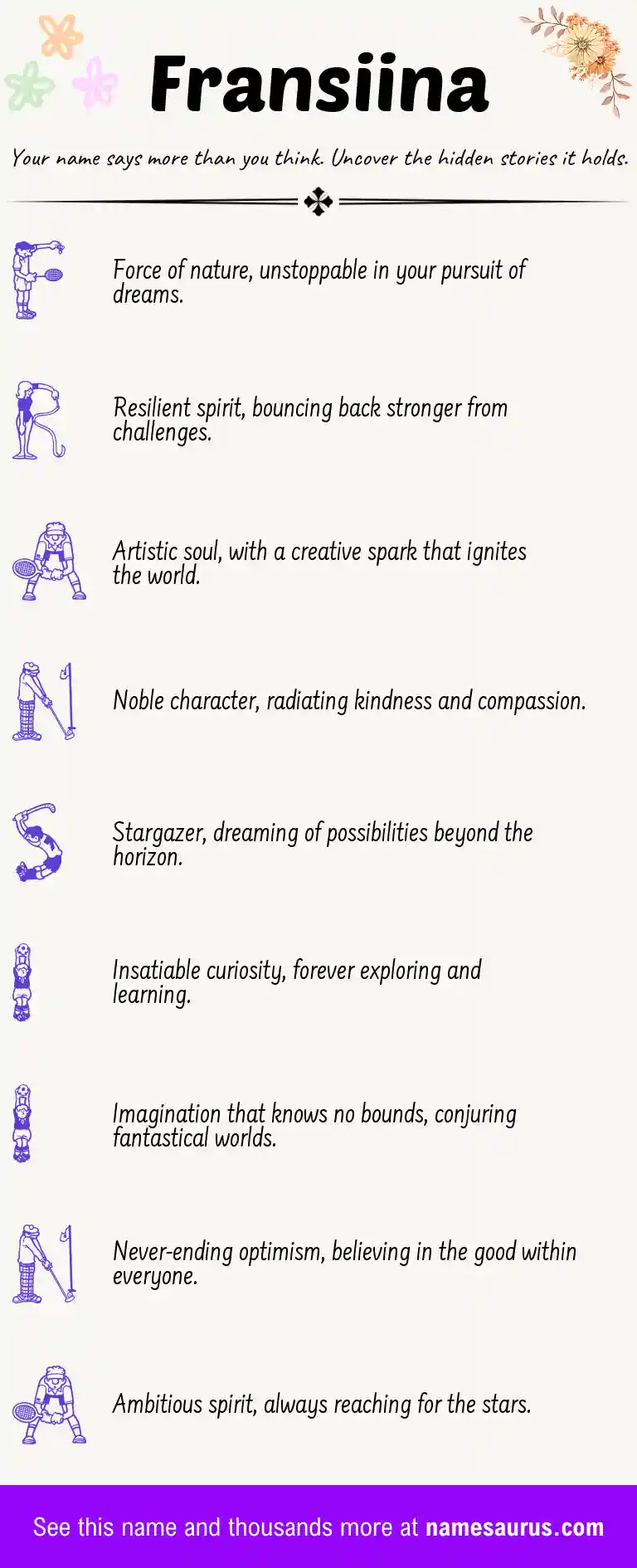 Acrostic poem about Fransiina.