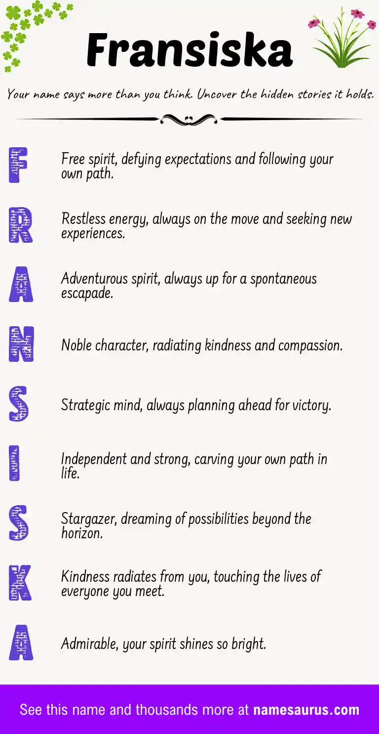 Acrostic poem about Fransiska.