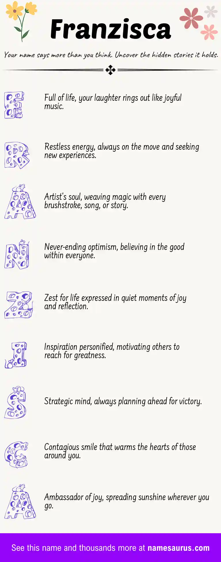 Acrostic poem about Franzisca.