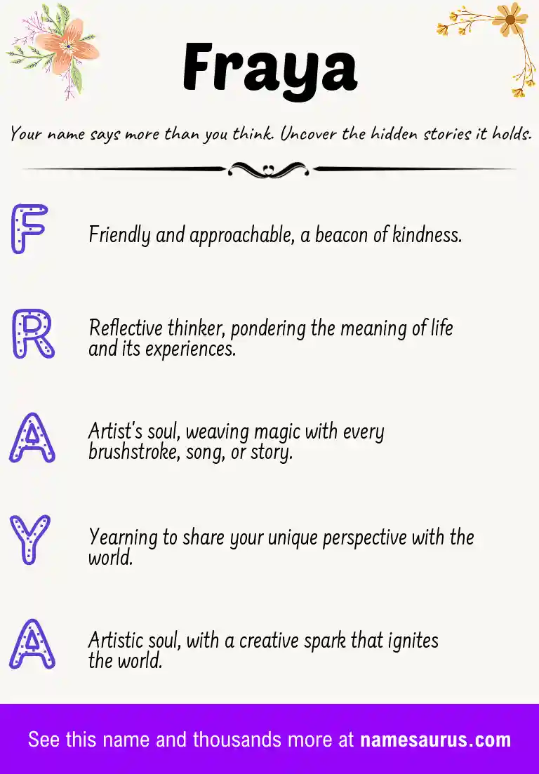 Acrostic poem about Fraya.