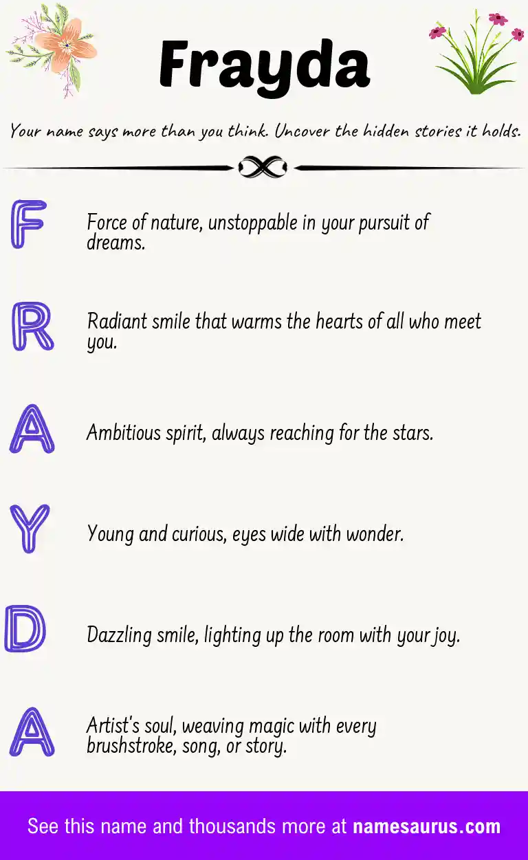 Acrostic poem about Frayda.