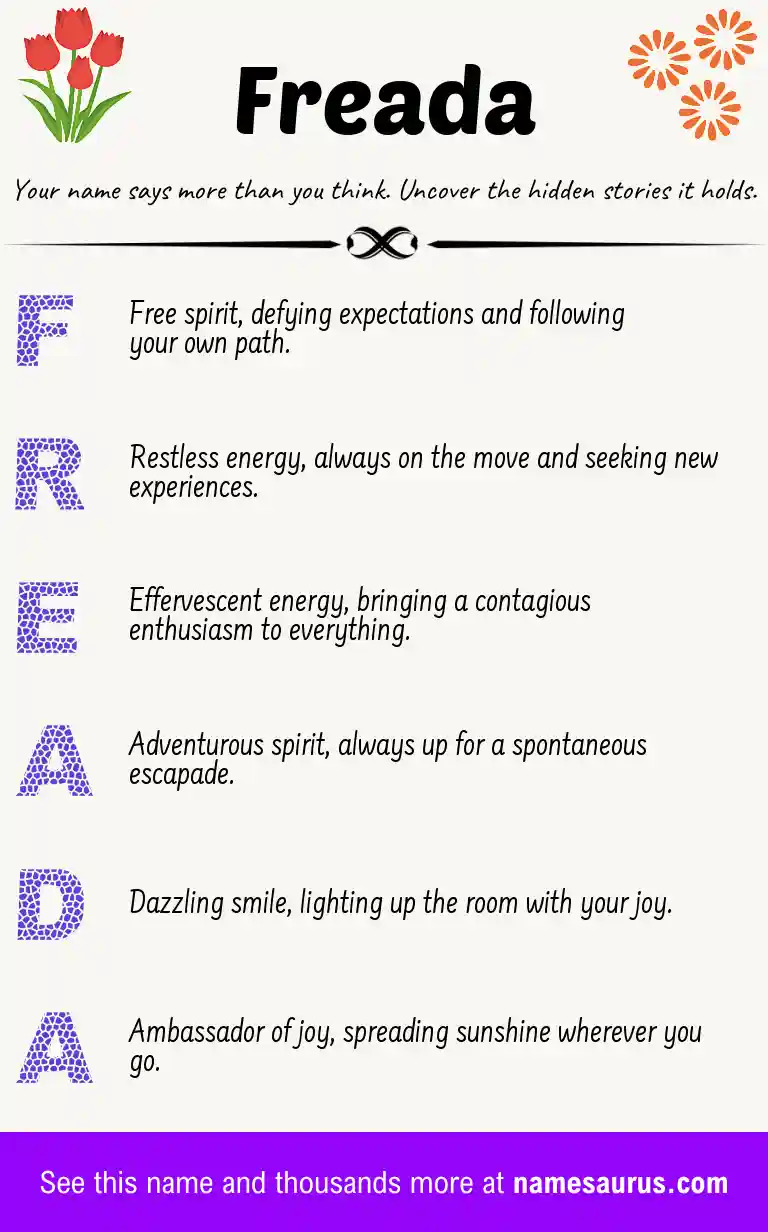 Acrostic poem about Freada.
