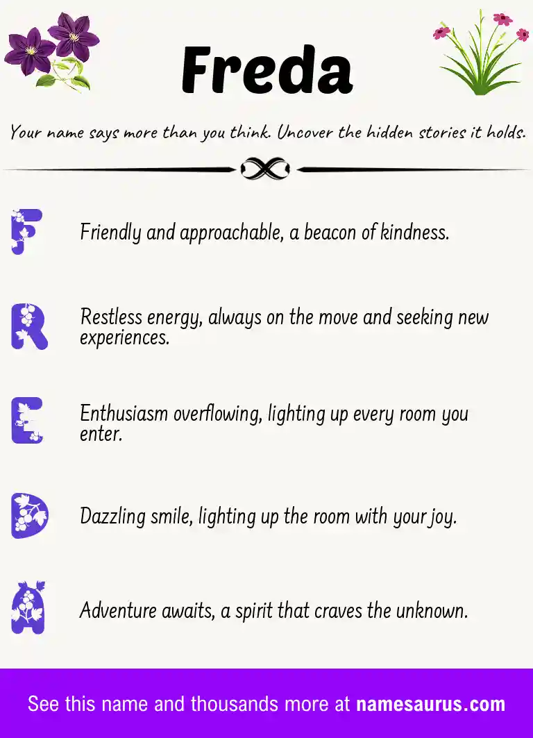 Acrostic poem about Freda.