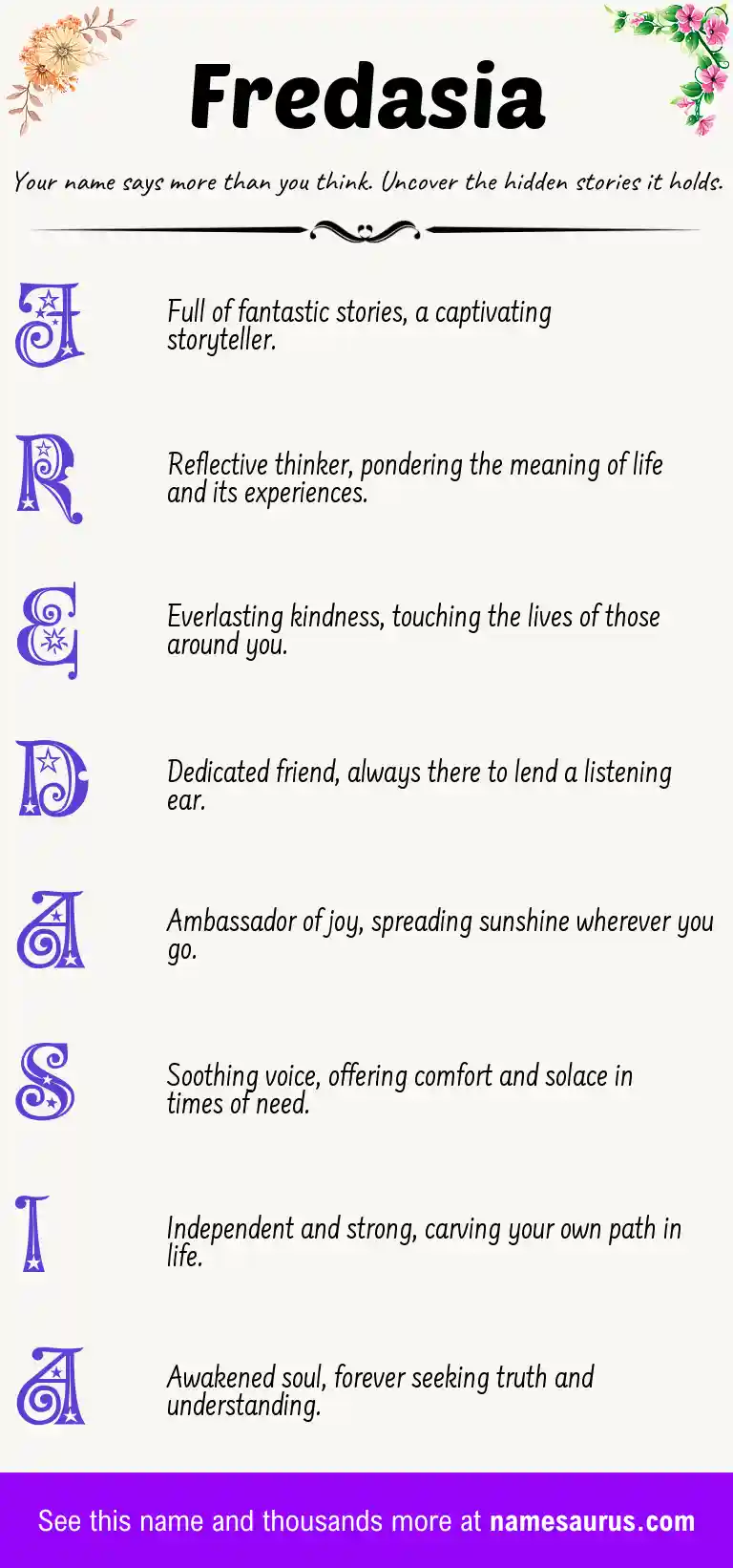 Acrostic poem about Fredasia.