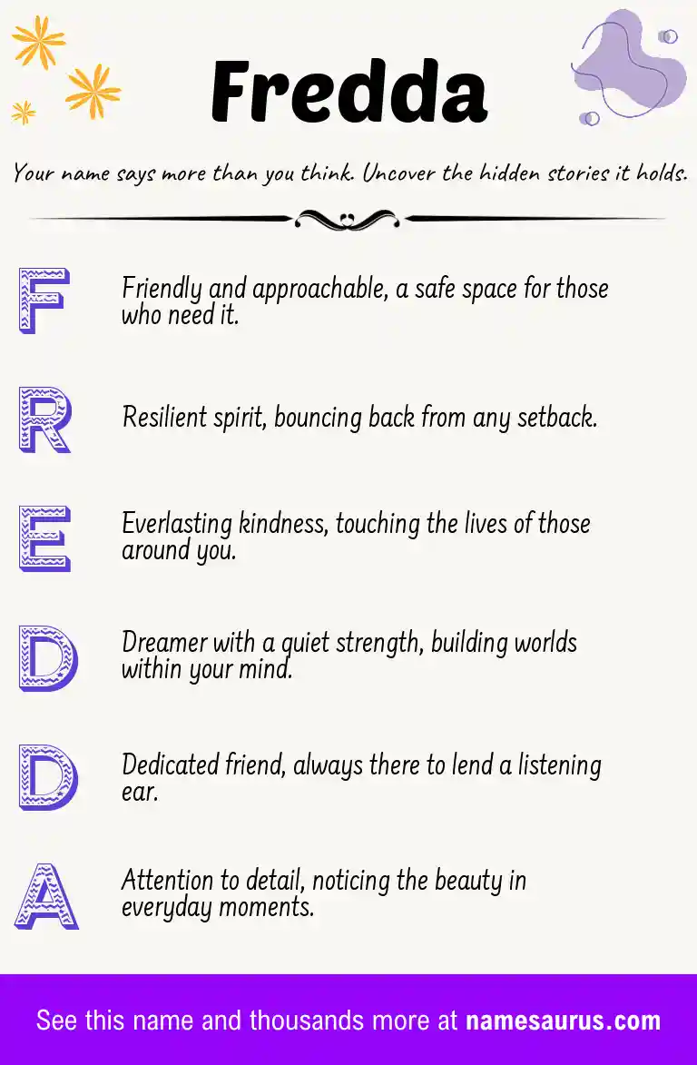 Acrostic poem about Fredda.