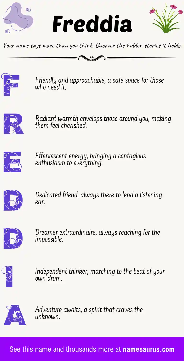 Acrostic poem about Freddia.