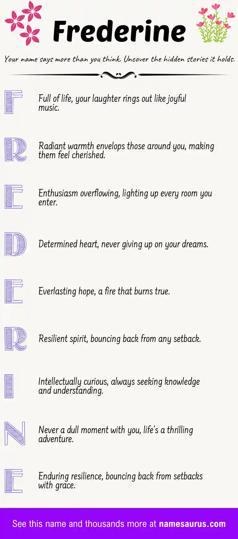 Acrostic poem about Frederine.