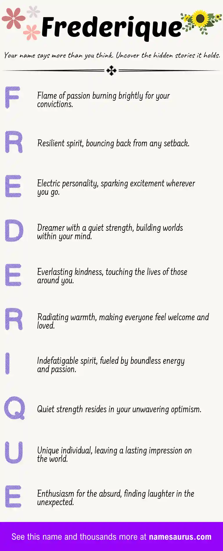 Acrostic poem about Frederique.