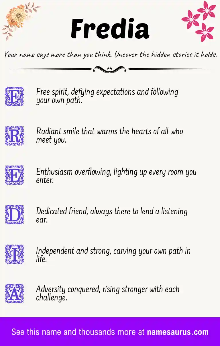 Acrostic poem about Fredia.
