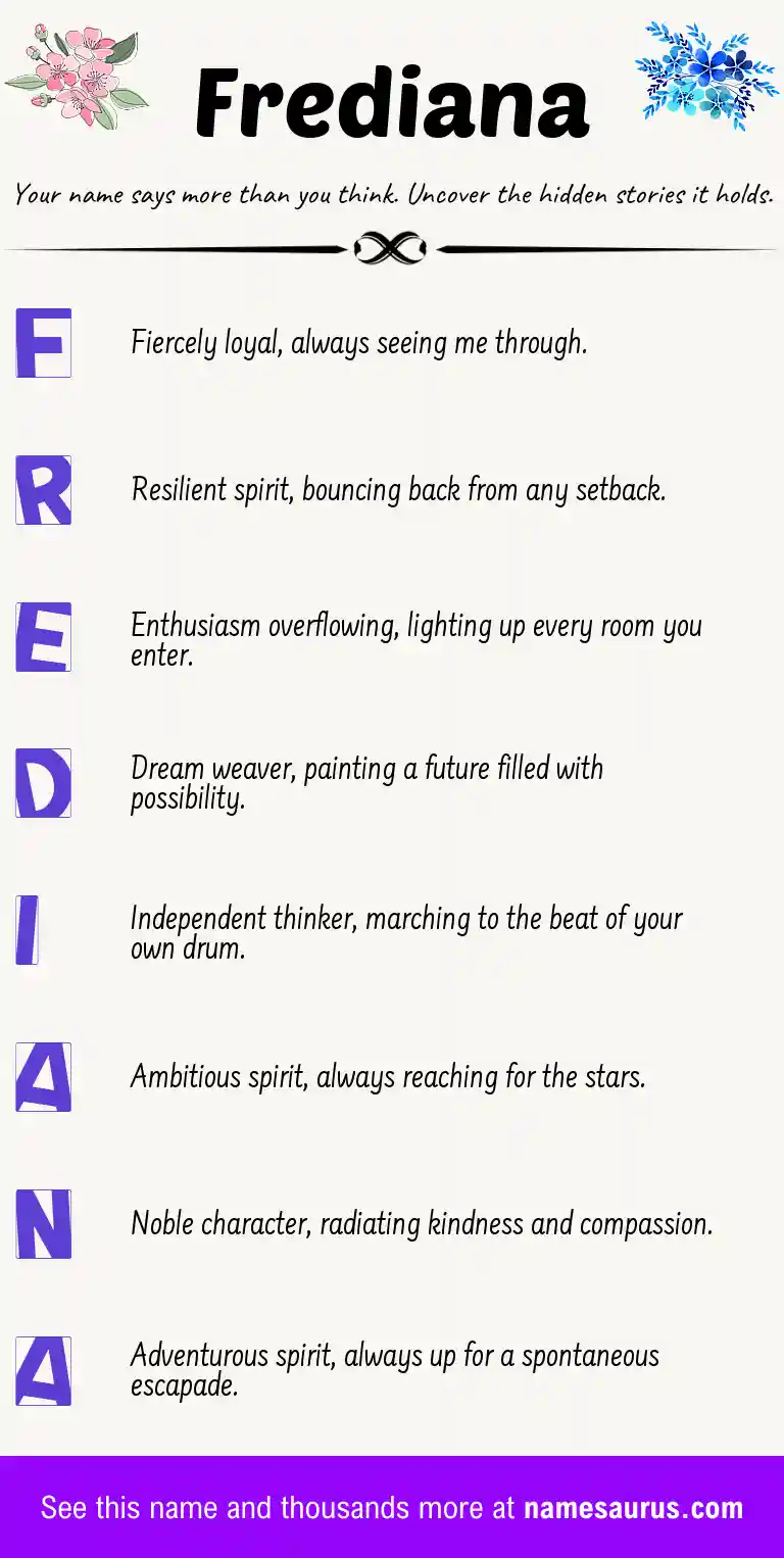 Acrostic poem about Frediana.