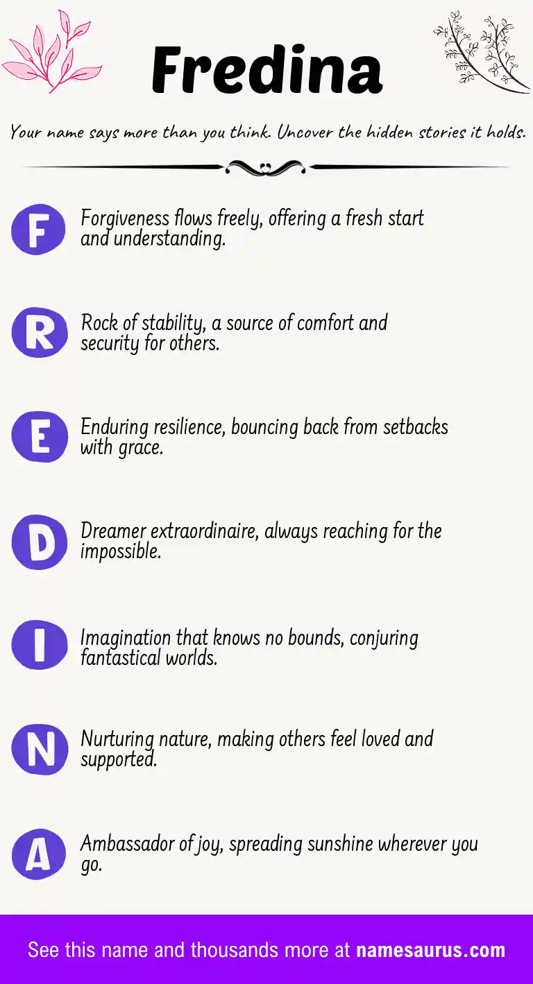 Acrostic poem about Fredina.