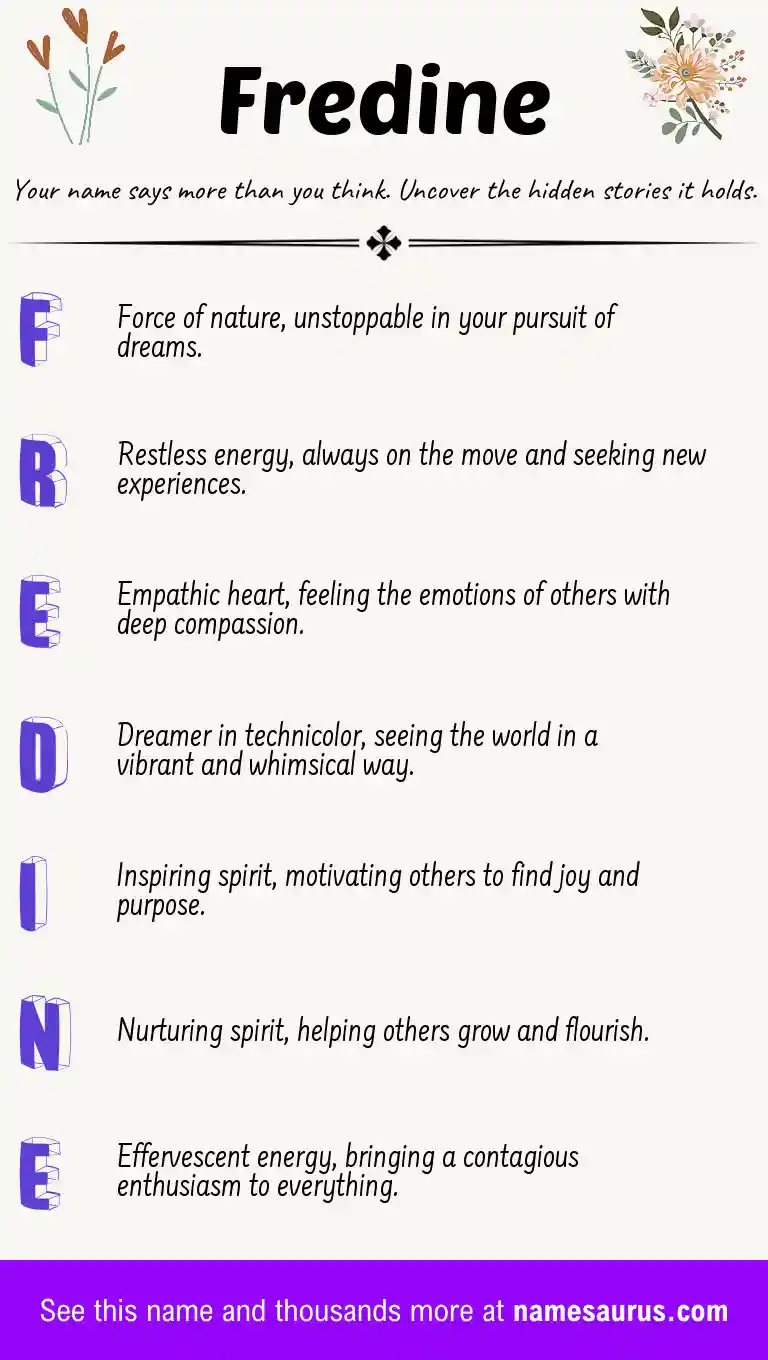 Acrostic poem about Fredine.