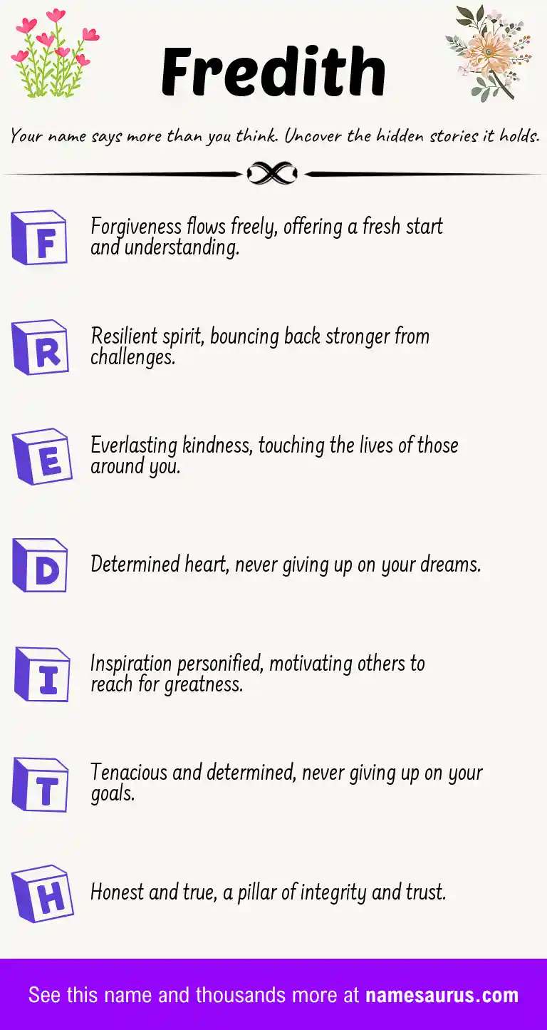 Acrostic poem about Fredith.