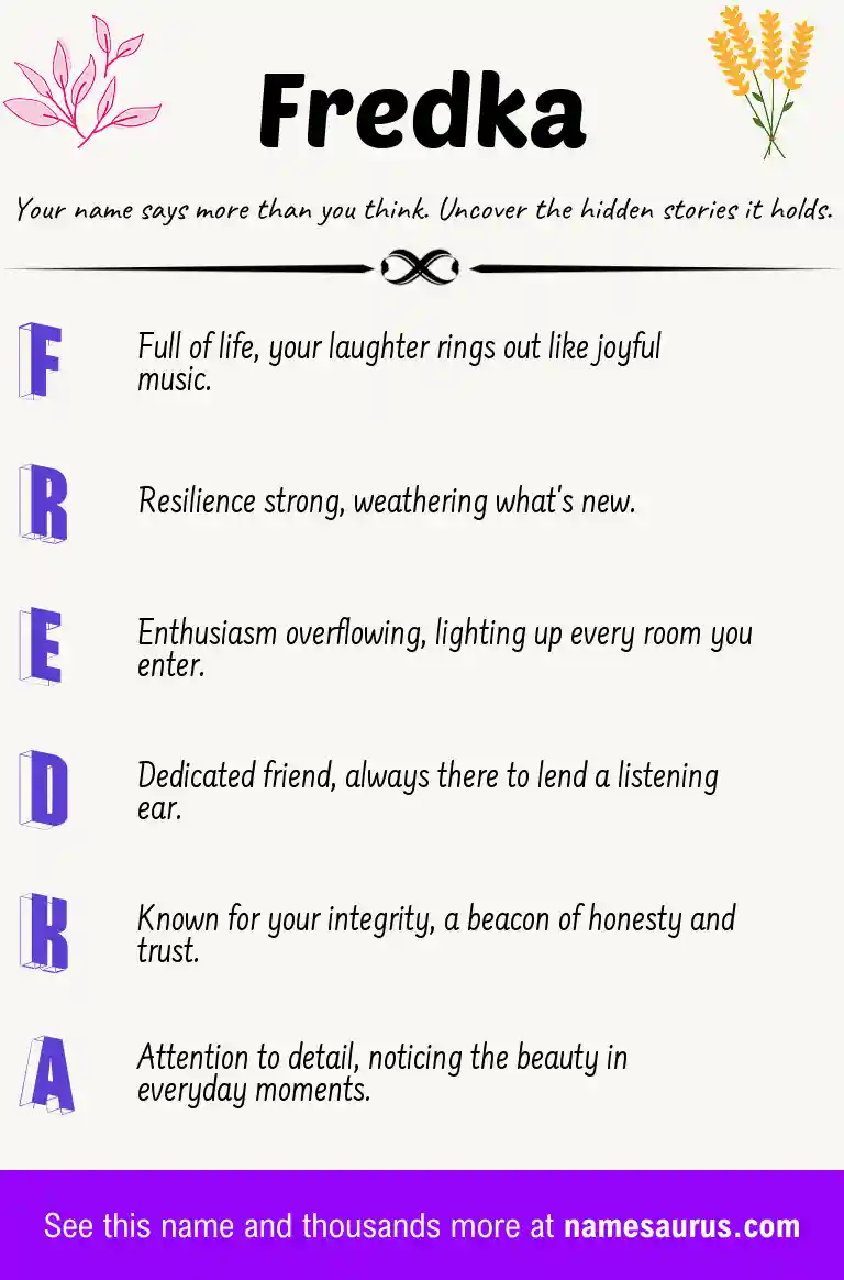 Acrostic poem about Fredka.