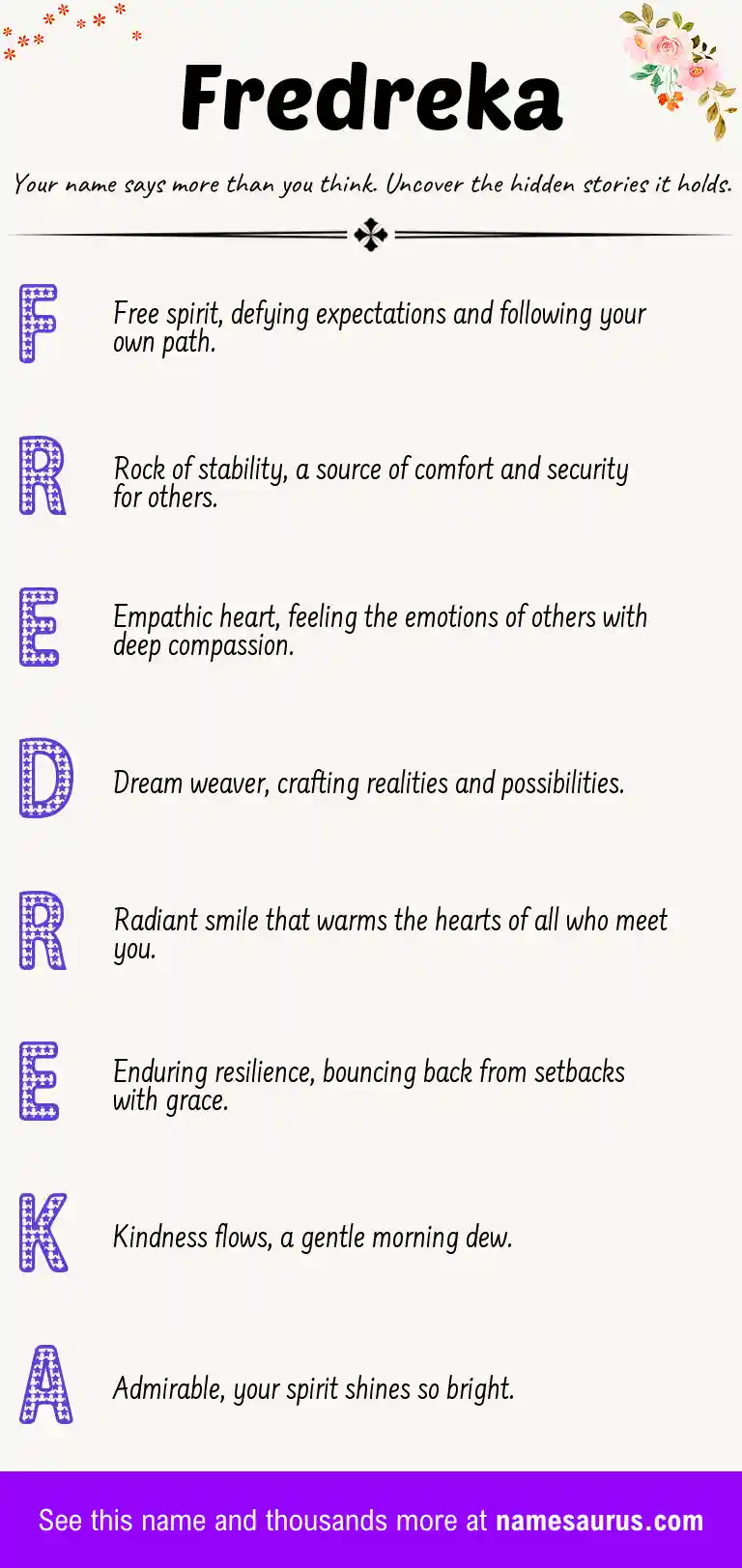 Acrostic poem about Fredreka.