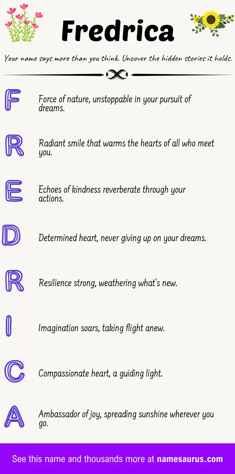 Acrostic poem about Fredrica.
