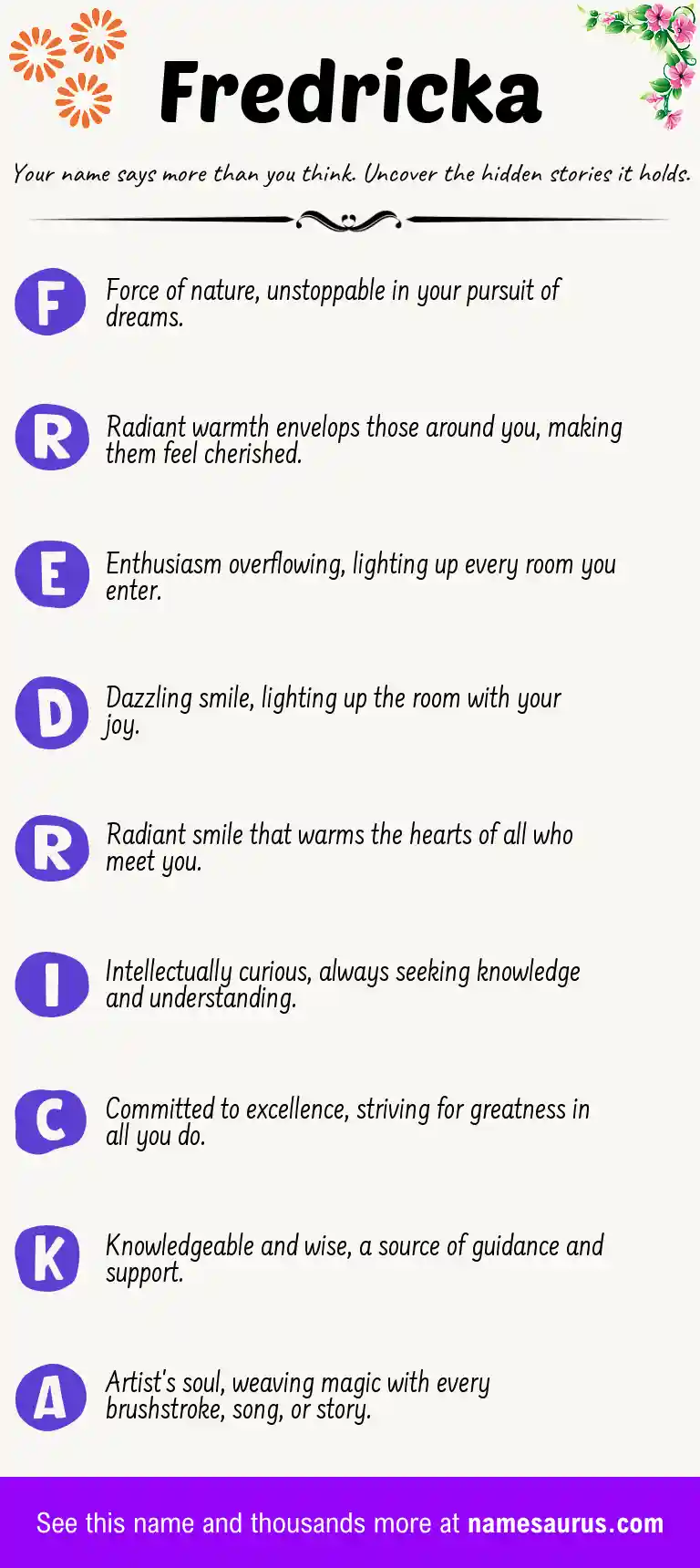 Acrostic poem about Fredricka.