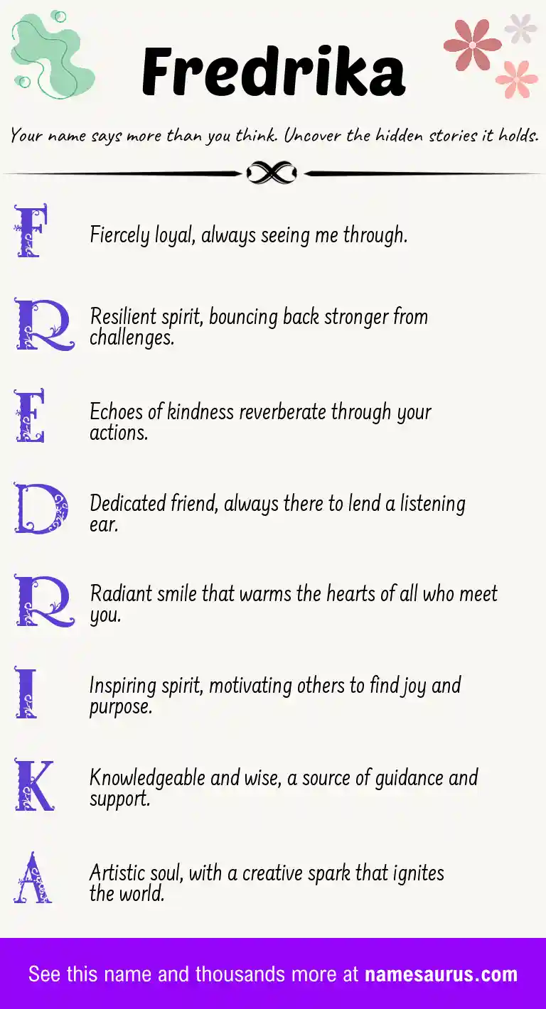 Acrostic poem about Fredrika.