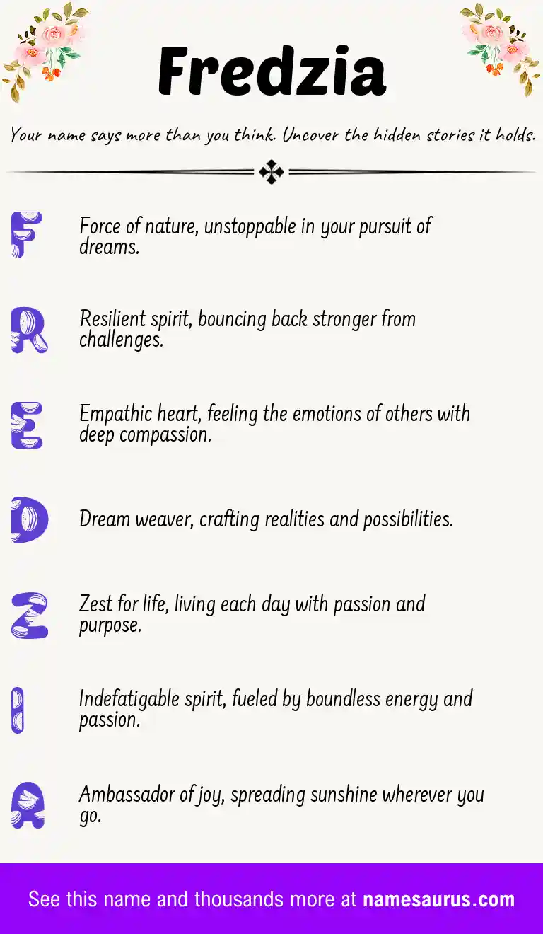 Acrostic poem about Fredzia.
