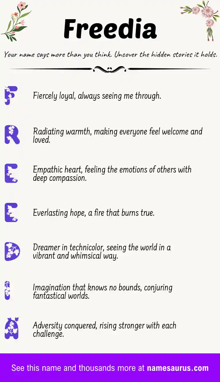 Acrostic poem about Freedia.