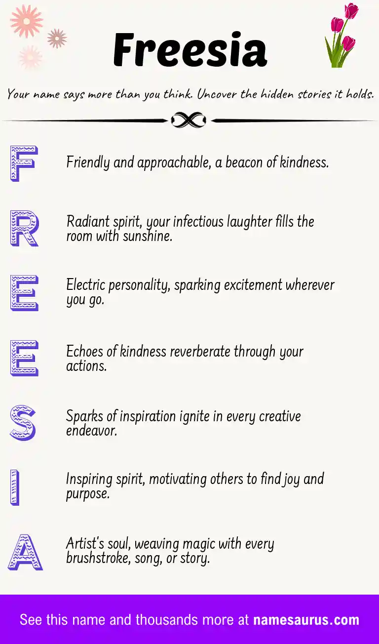 Acrostic poem about Freesia.
