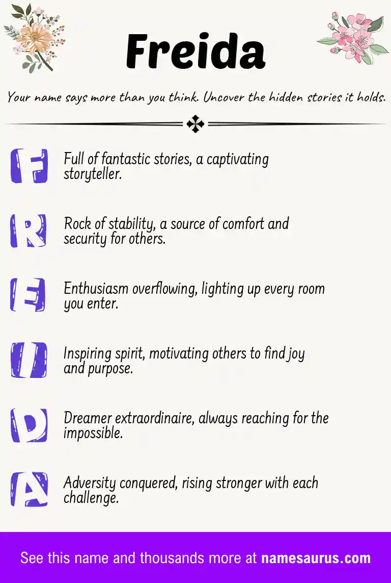Acrostic poem about Freida.