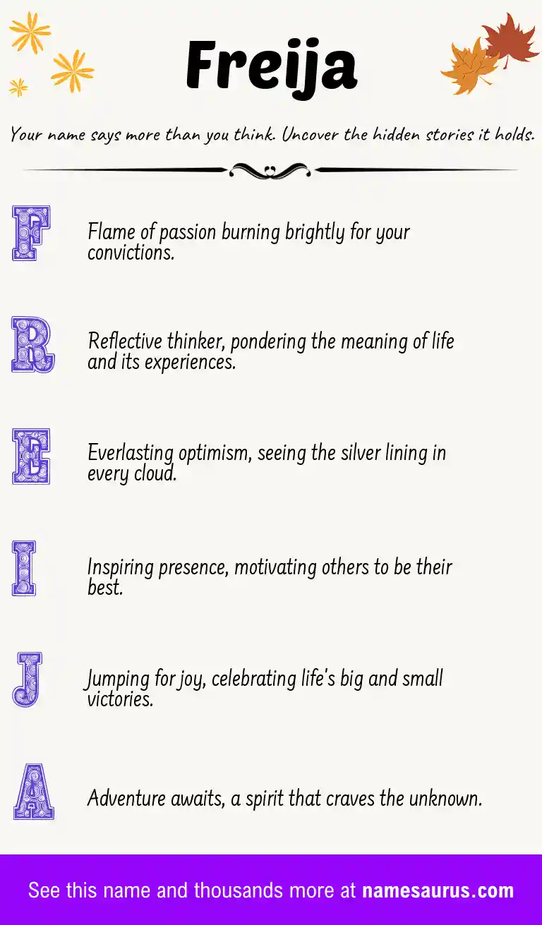 Acrostic poem about Freija.