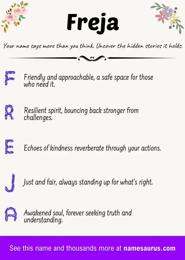 Acrostic poem about Freja.