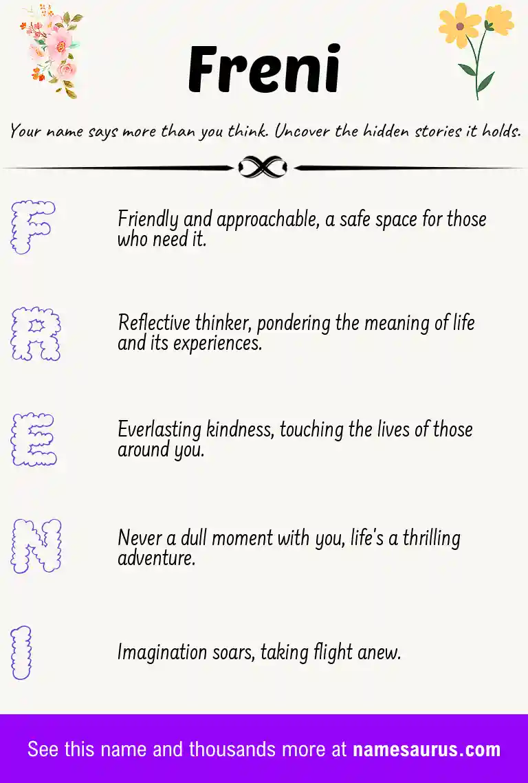 Acrostic poem about Freni.