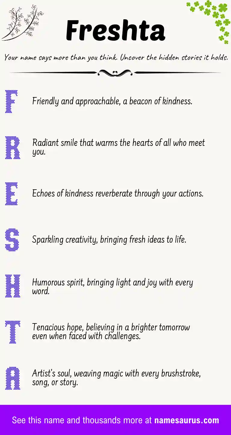 Acrostic poem about Freshta.