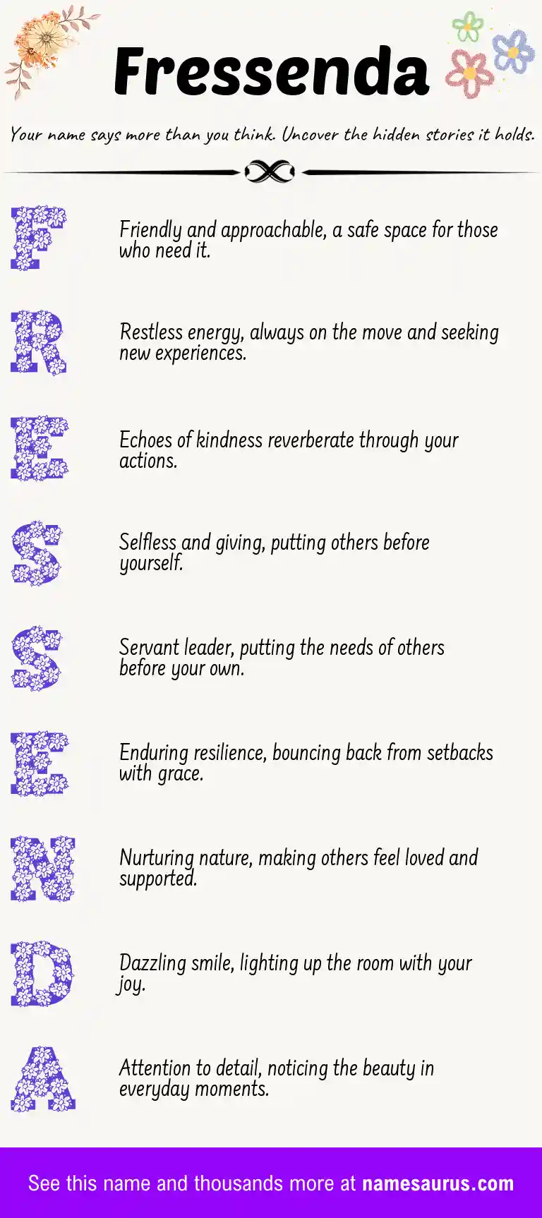 Acrostic poem about Fressenda.