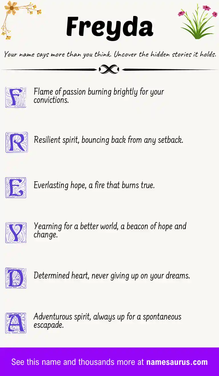 Acrostic poem about Freyda.