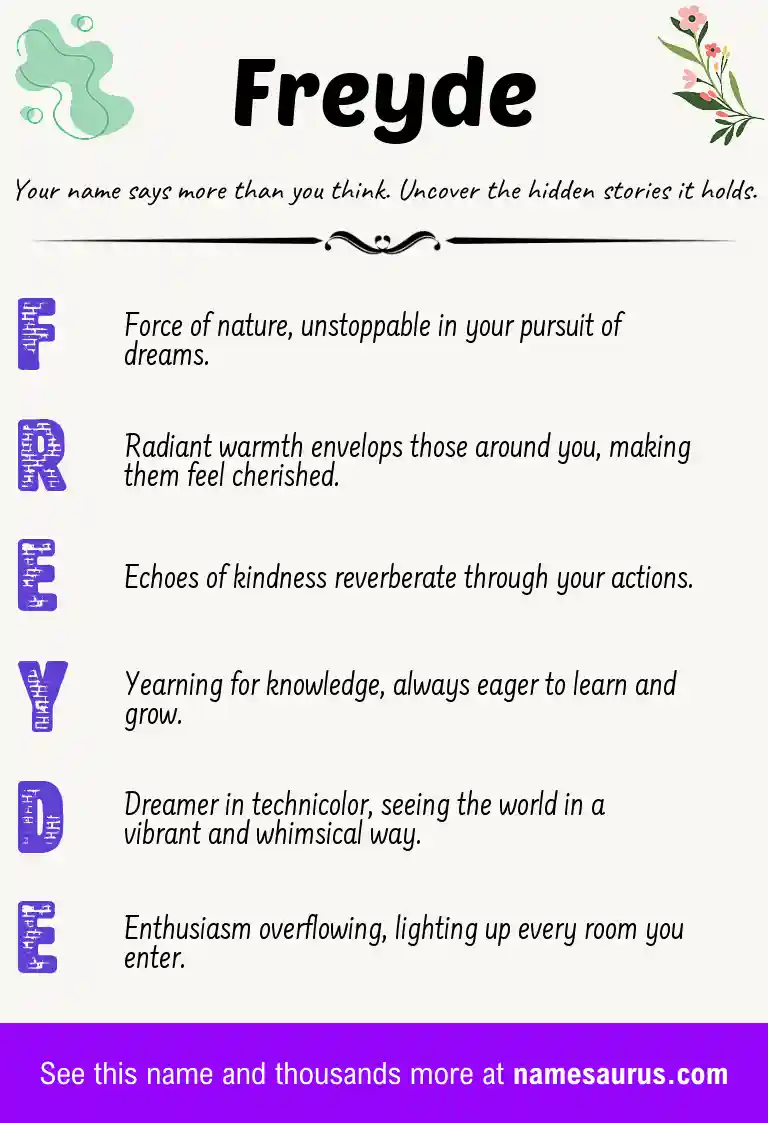 Acrostic poem about Freyde.