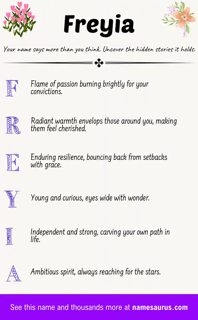 Acrostic poem about Freyia.