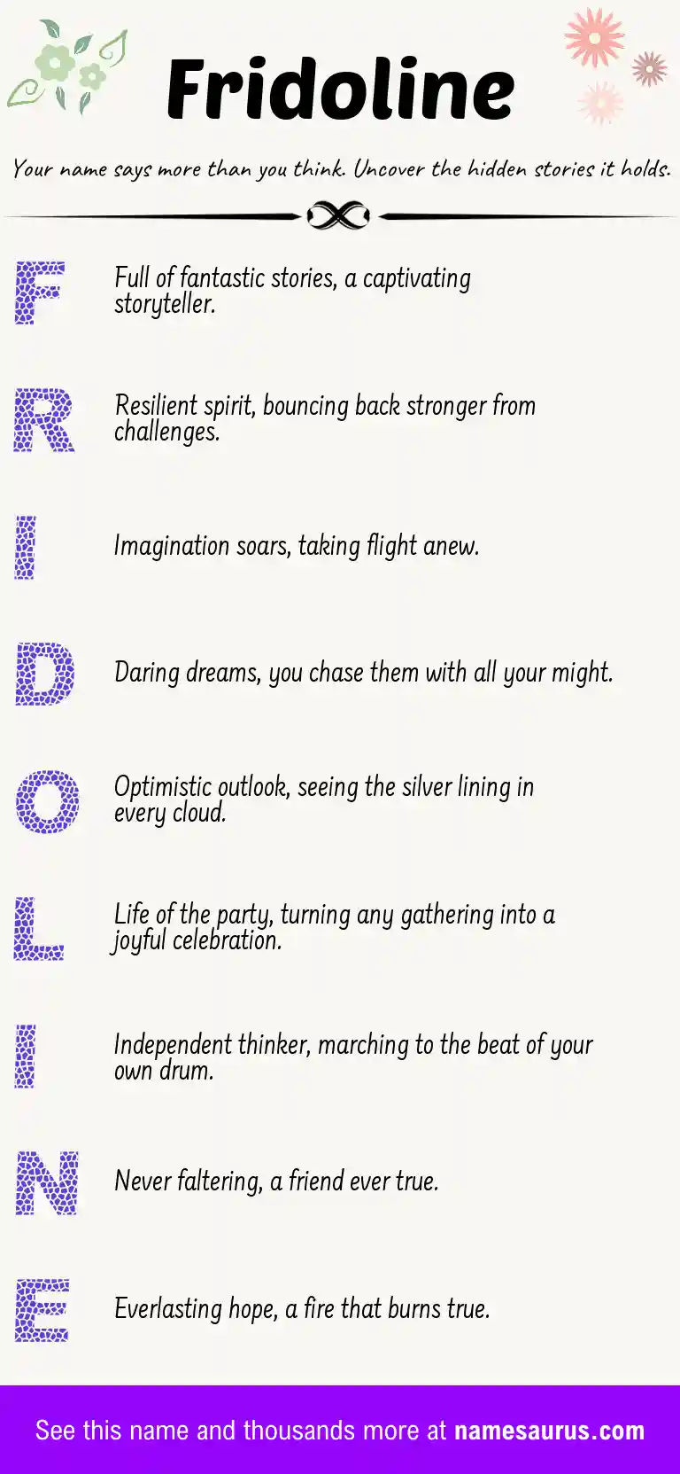 Acrostic poem about Fridoline.