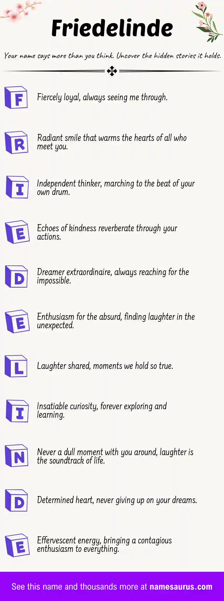 Acrostic poem about Friedelinde.