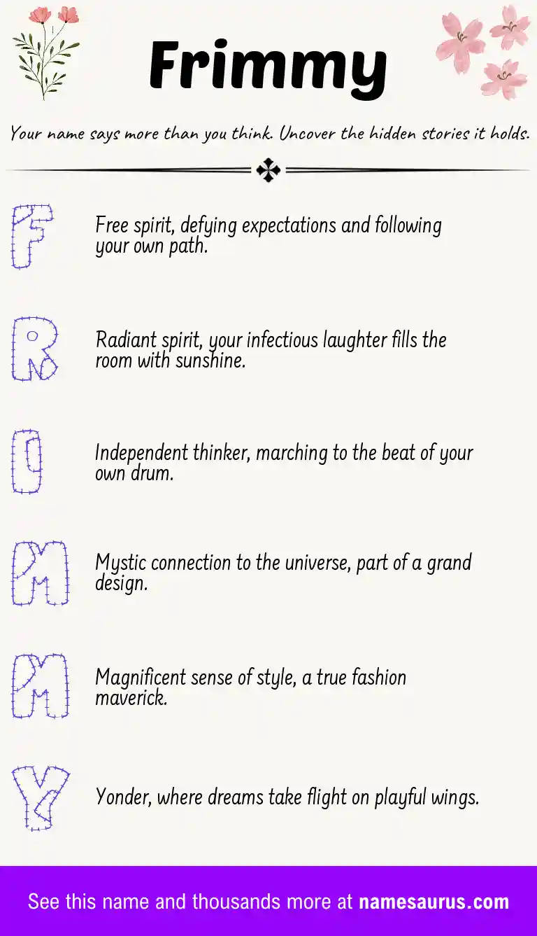 Acrostic poem about Frimmy.