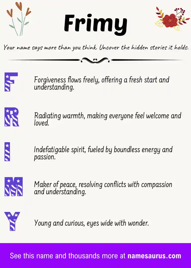 Acrostic poem about Frimy.