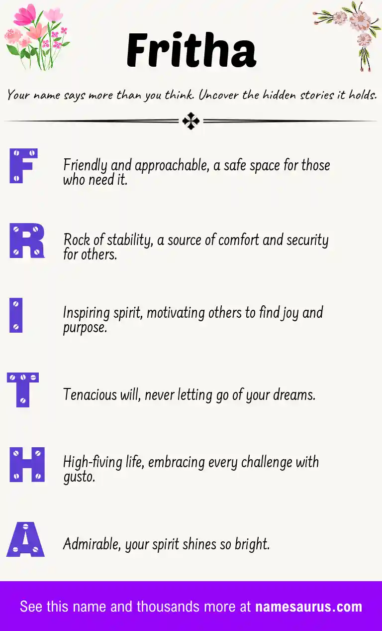 Acrostic poem about Fritha.