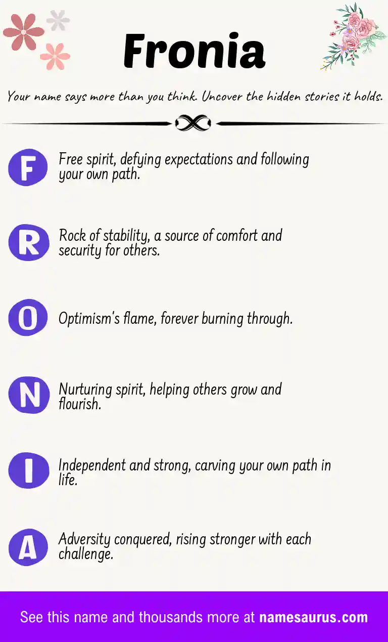 Acrostic poem about Fronia.