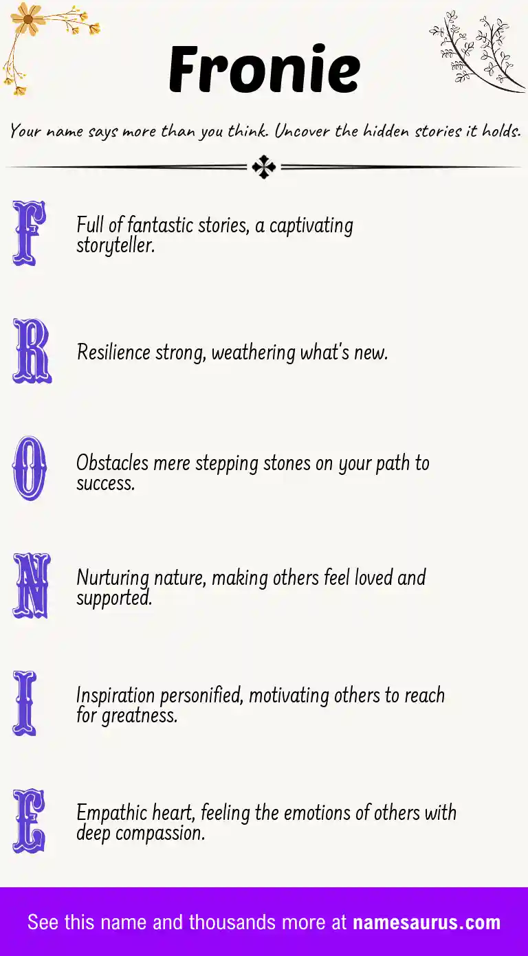 Acrostic poem about Fronie.