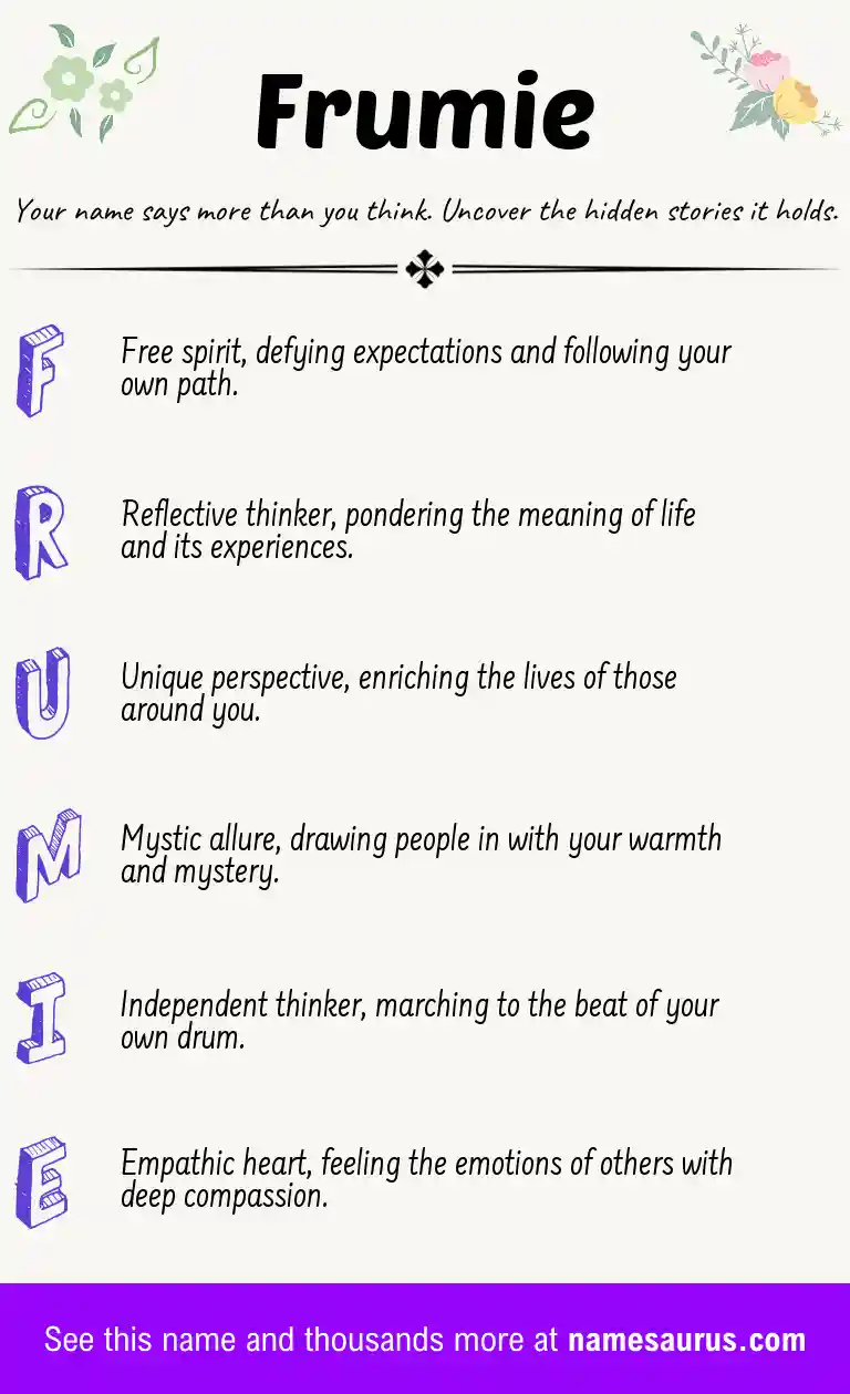 Acrostic poem about Frumie.
