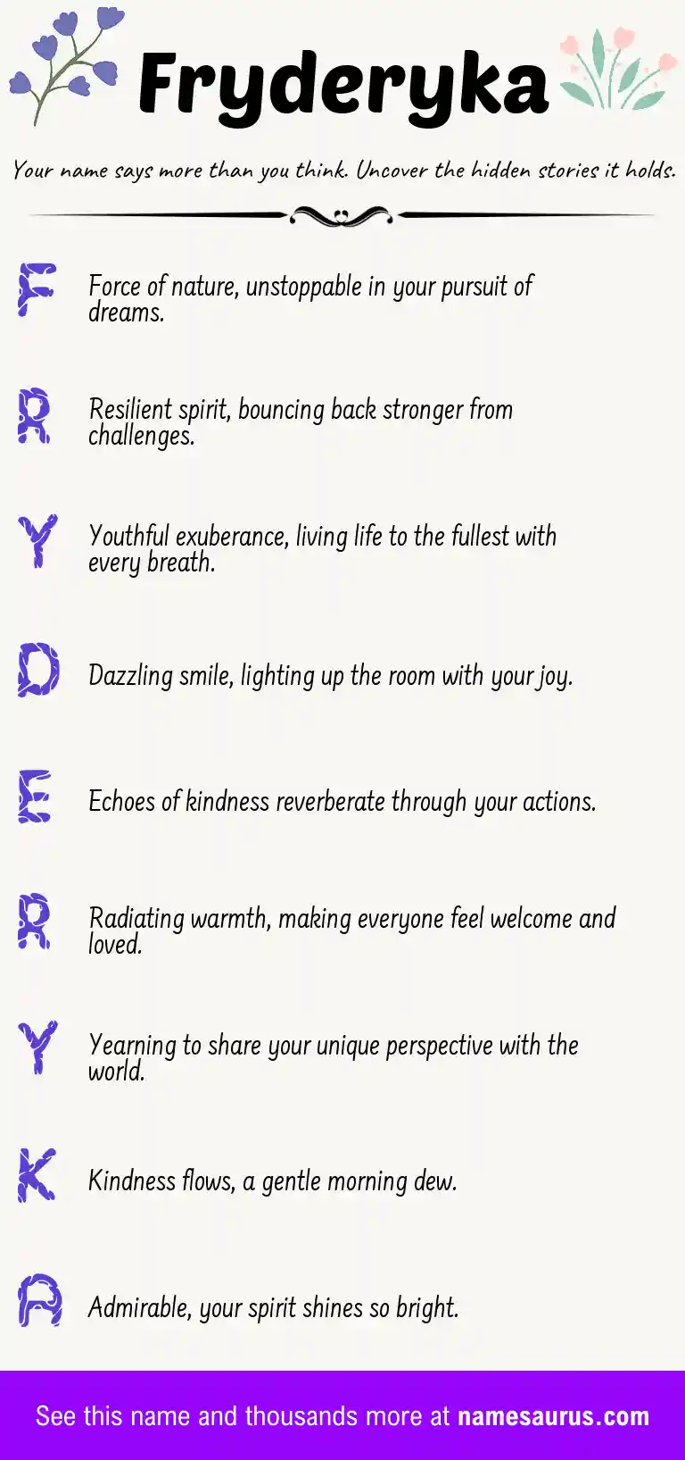 Acrostic poem about Fryderyka.