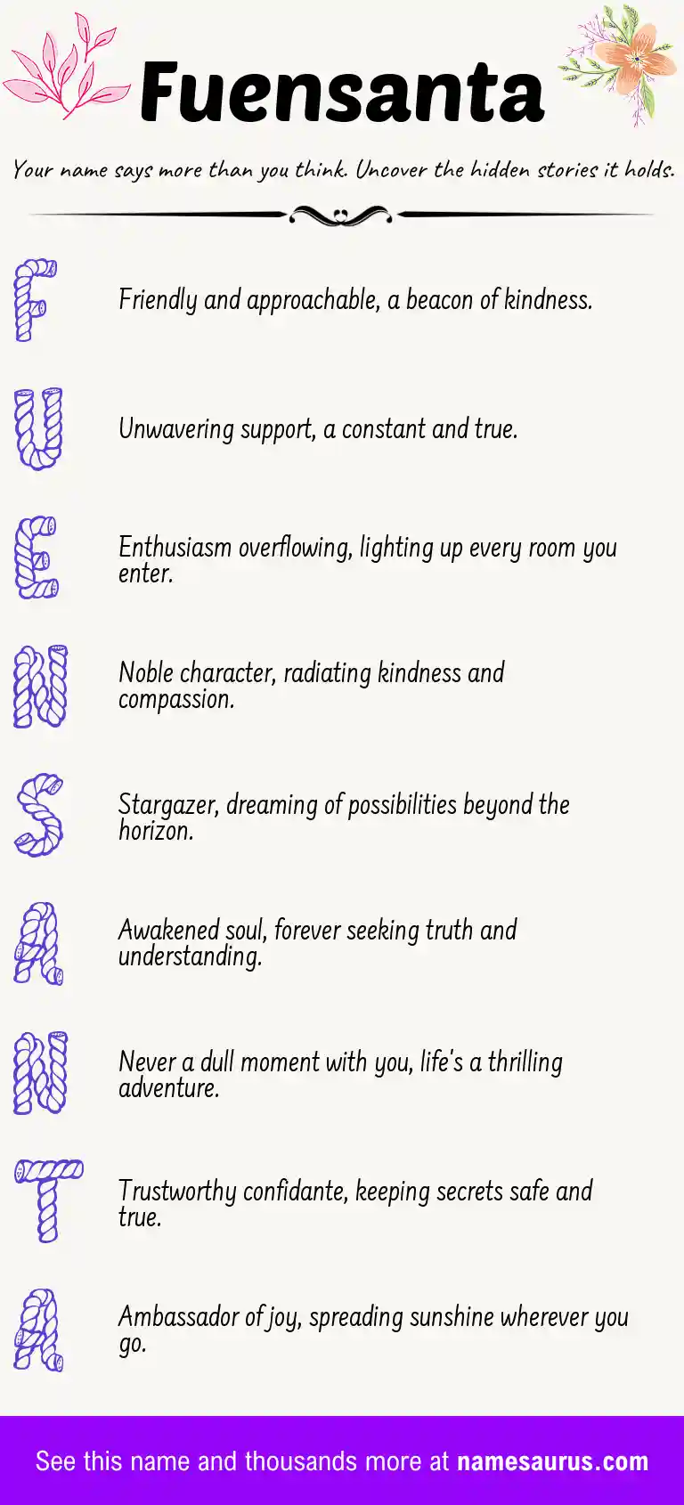 Acrostic poem about Fuensanta.